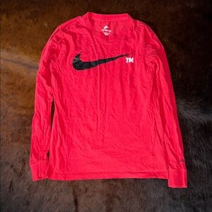 Nike Long-Sleeve Red Shirt with Black Swoosh